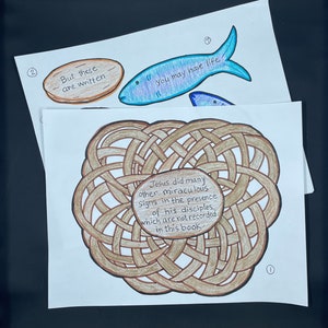 May include: A printable coloring page with a woven basket design and the text "Jesus did many other miraculous signs in the presence of his disciples, which are not recorded in this book."