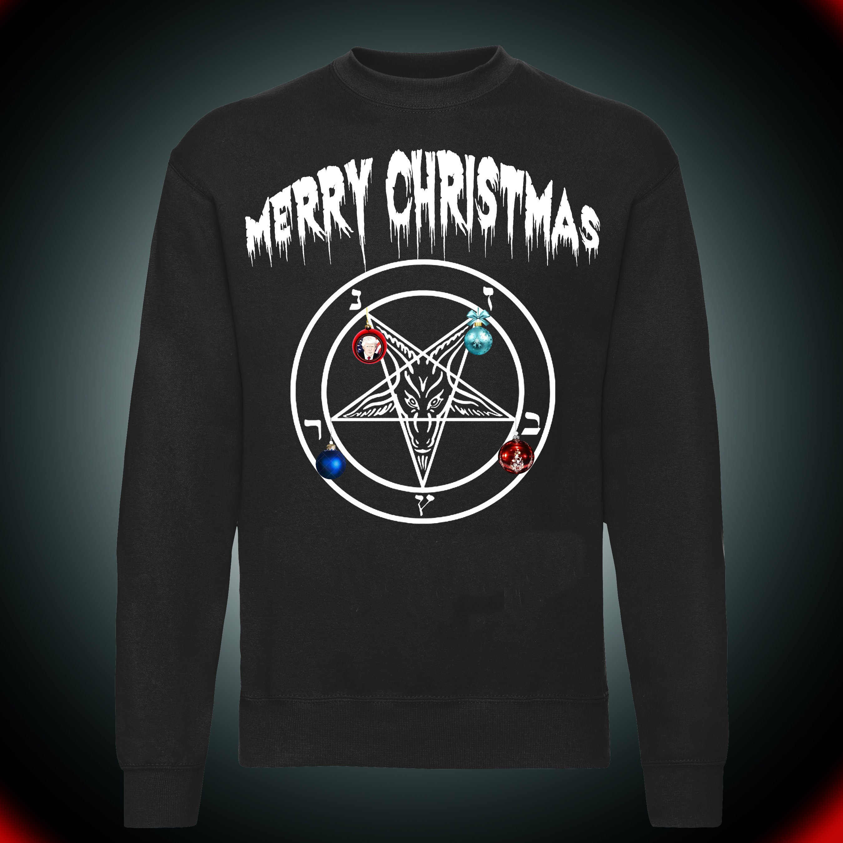 gebied houd er rekening mee dat harpoen Merry Christmas Sweater Pentagram Goat Death Metal Satan - Etsy