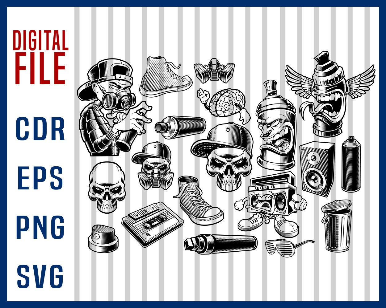 Graffiti Stickers Set SVG Graffiti Artist Painting Painter Blade Paint