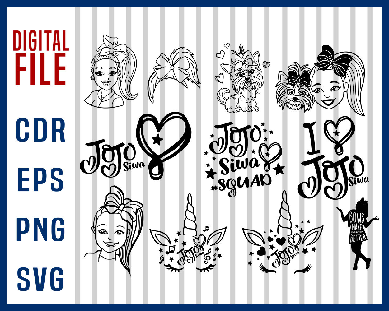 Jojo Siwa bundle svg, png, Jojo Siwa svg, png, archivos para cricut