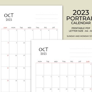2023 Printable Calendar, Yearly Calendar, Wall Calendar, Monthly ...