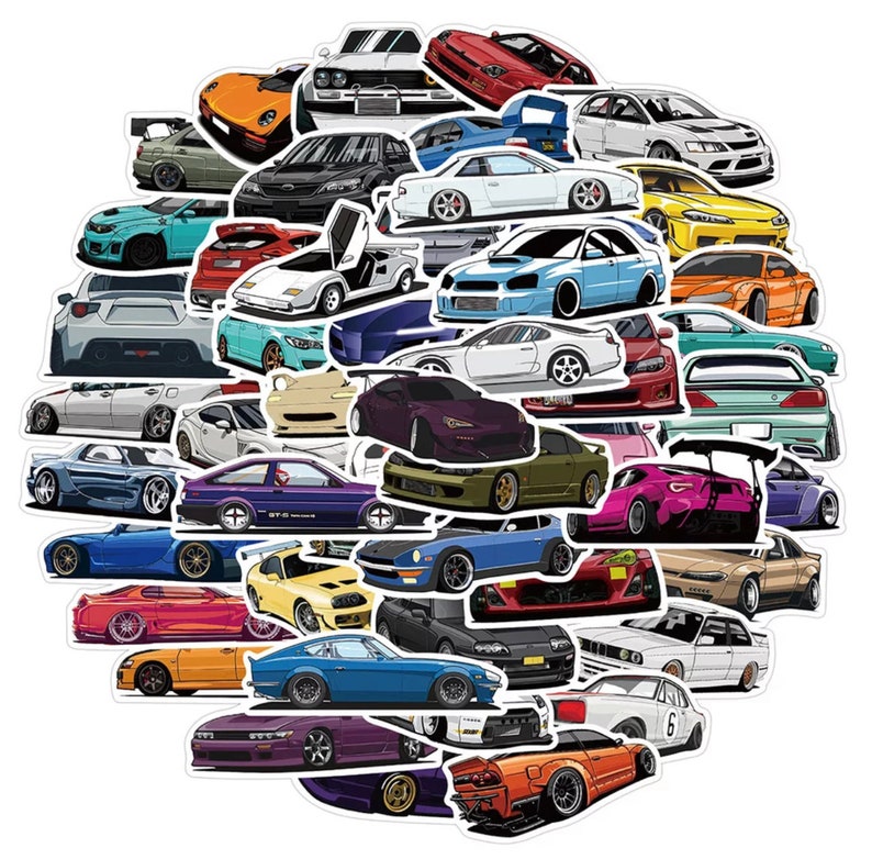 25 Retrofit Racing Car Waterproof Stickers Decals Kids Toy DIY Phone ...