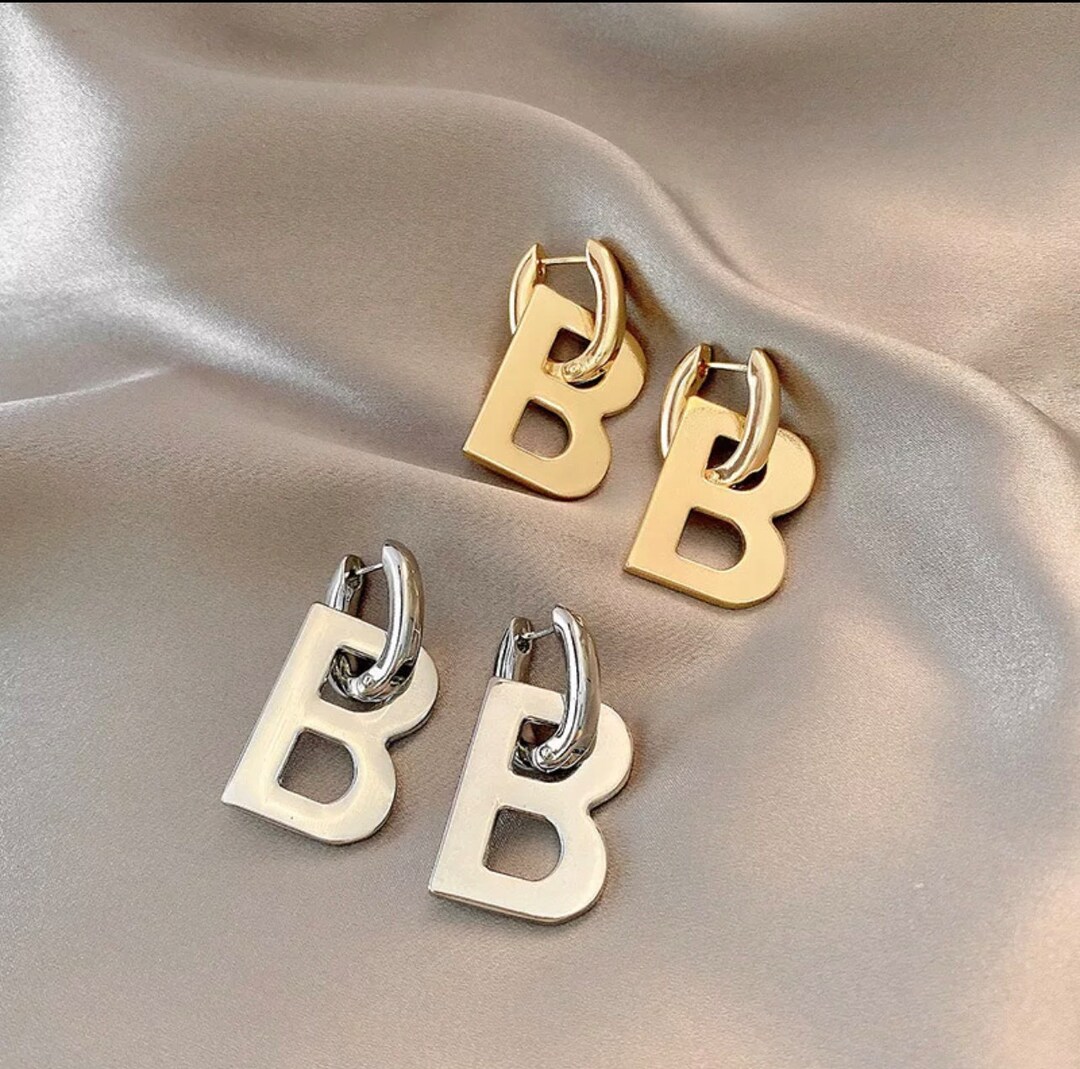 Letter B Drop Earrings for Women Trendy Elegant Minimalist Gold Color