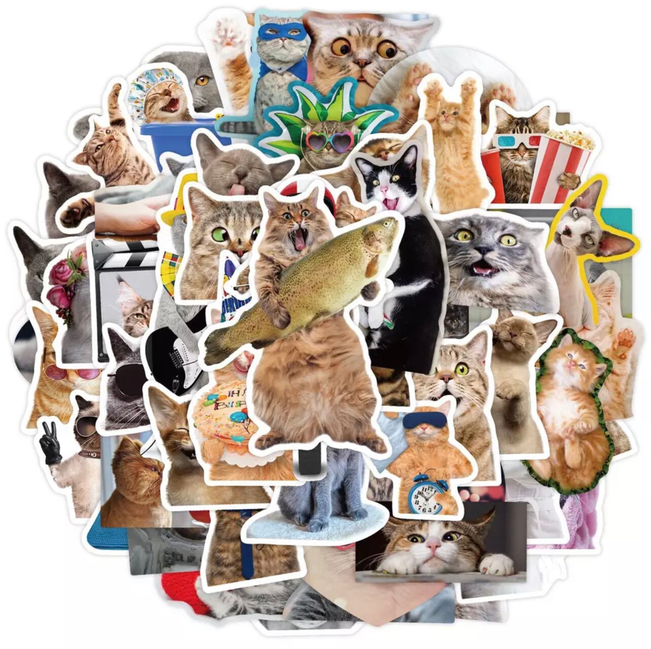 21 Funny Cat Stickers Kawaii Cute Cartoon Decals DIY Skateboard ...