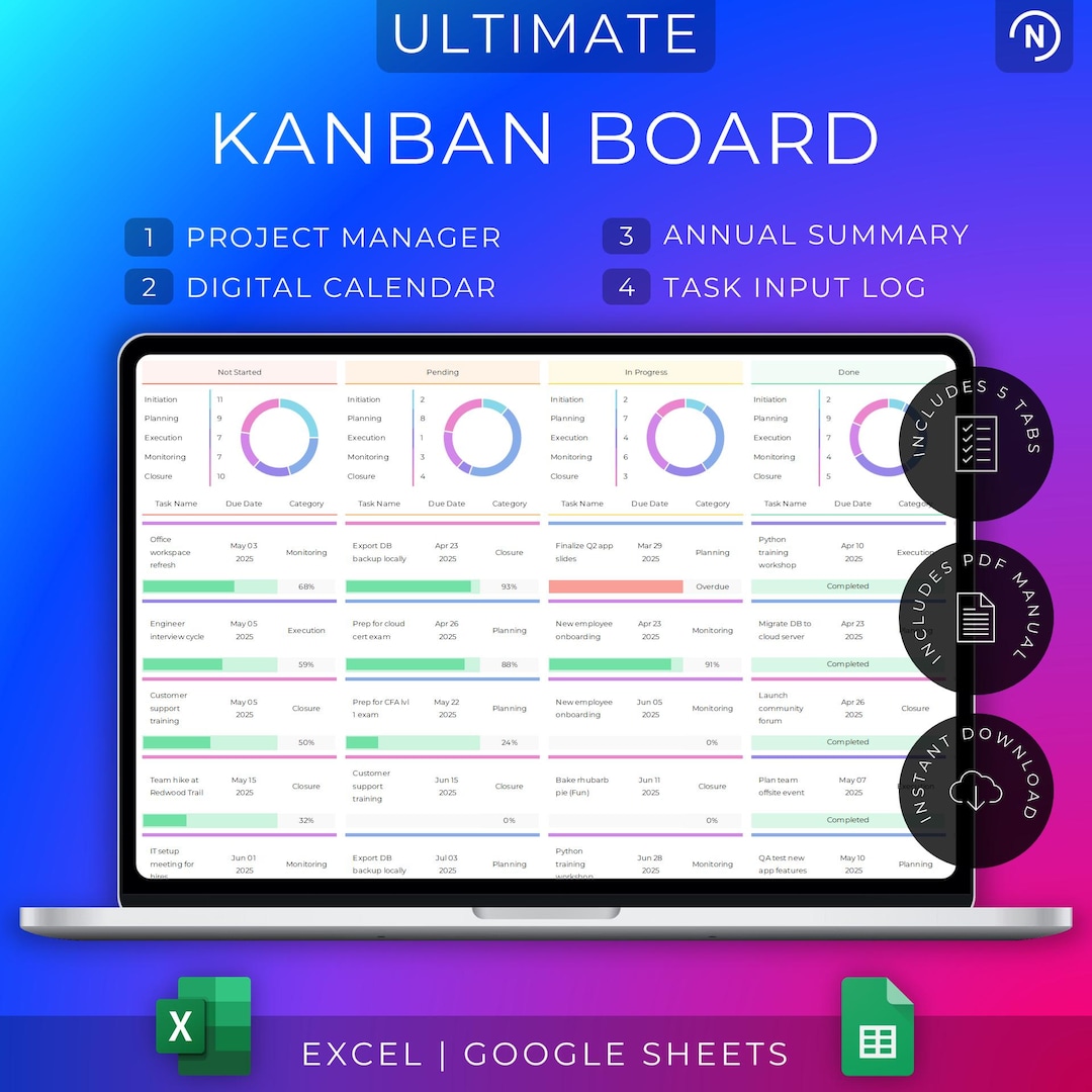 Kanban Board Task Tracker Calendar Planner to Do List Project ...