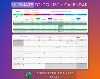 To Do List Excel | Daily Task Tracker | 2024 Calendar | Deadline Agenda | Excel Checklist Spreadsheet | Calendar Planner | Digital Schedule