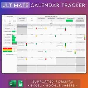 Calendario Excel y Hojas de Google / Plantilla de Calendario 2024 / Planificador de Proyectos Digitales / Rastreador de Tareas Mensual / Planificador de Horarios / Calendario de Tareas imagen 1