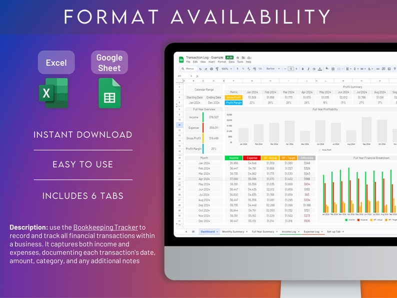 Small Business Bookkeeping Template Excel & Google Sheets Accounting Spreadsheet Expense Tracker Sales Tracker Income Tracker image 9