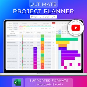 Planificador multiproyecto / Diagrama de Gantt automático / Gestor de tareas / Seguimiento de presupuestos y costes / Plantilla de programación (Excel)