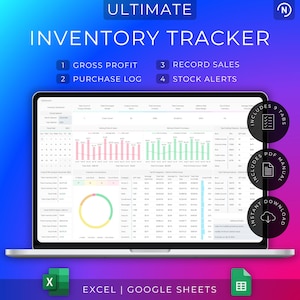 Warenbestand-Tracker Small Business Template Verfolgen Sie Verkäufe und Käufe Artikelaufstockung (Excel & Google Sheets)