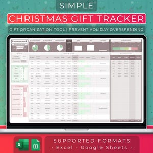 Christmas Gift Tracker Google Sheets and Excel | Budget Tracker | Gift Log Tracking | Holiday Digital Spreadsheet | Secret Santa List