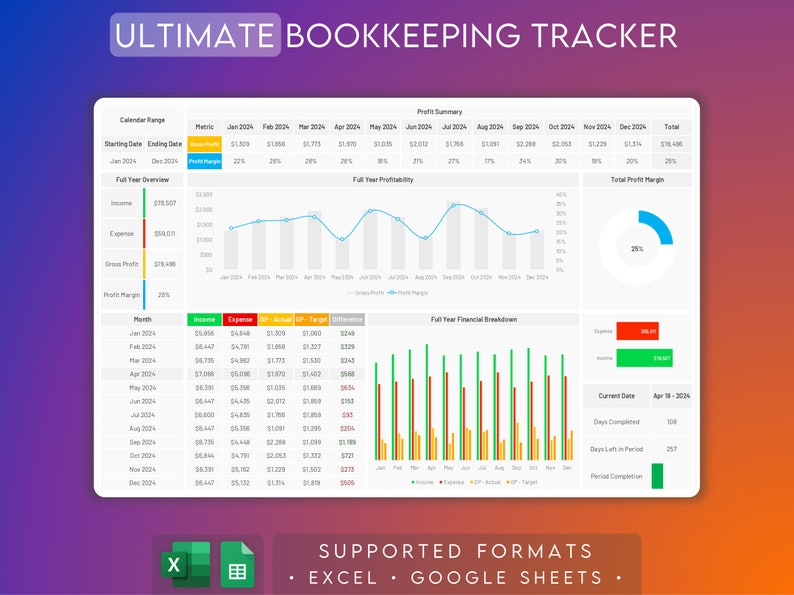 Small Business Bookkeeping Template Excel & Google Sheets Accounting Spreadsheet Expense Tracker Sales Tracker Income Tracker image 1