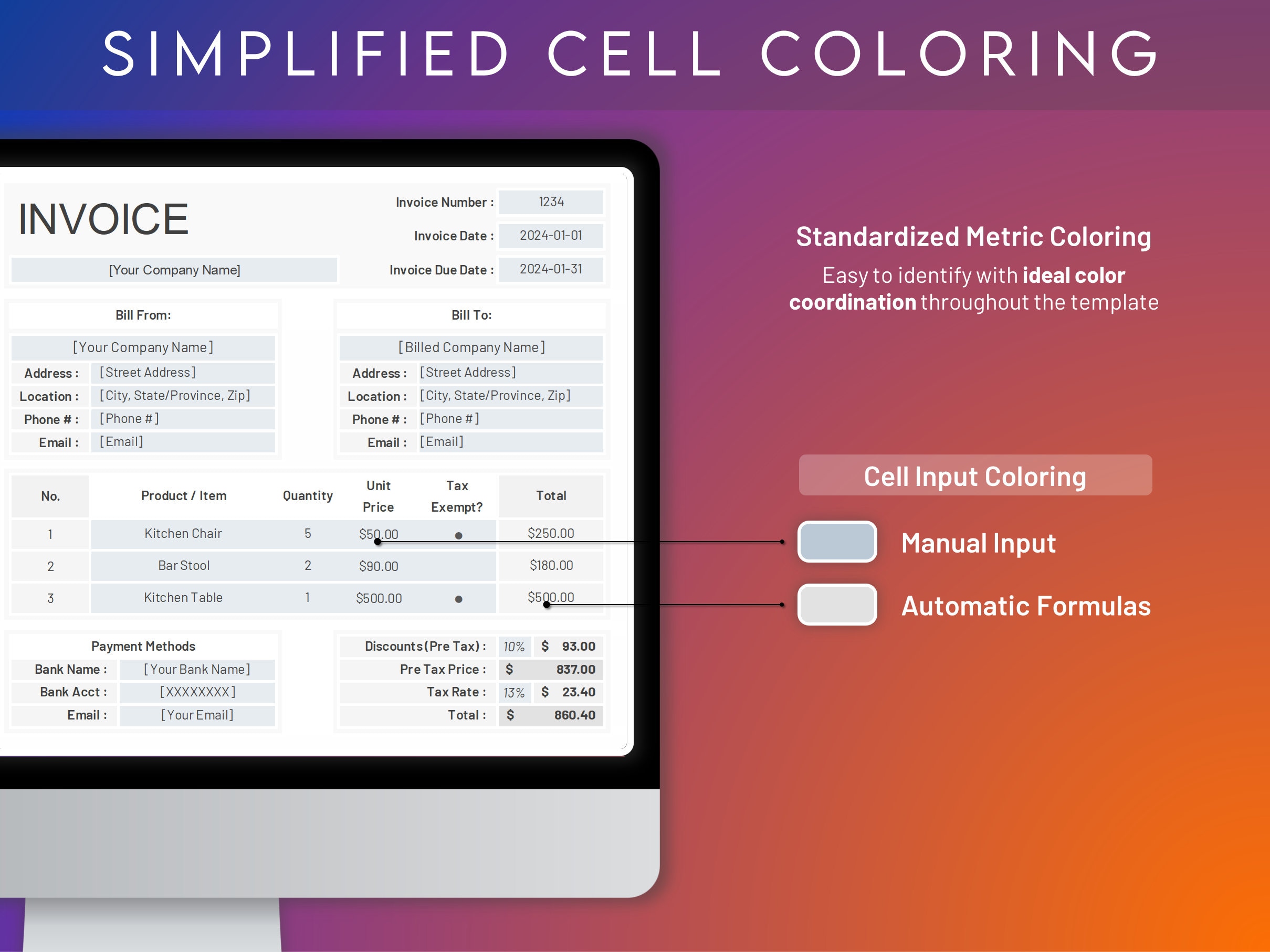 PDF Invoice Template | Business Form | Printable Bill | Editable ...