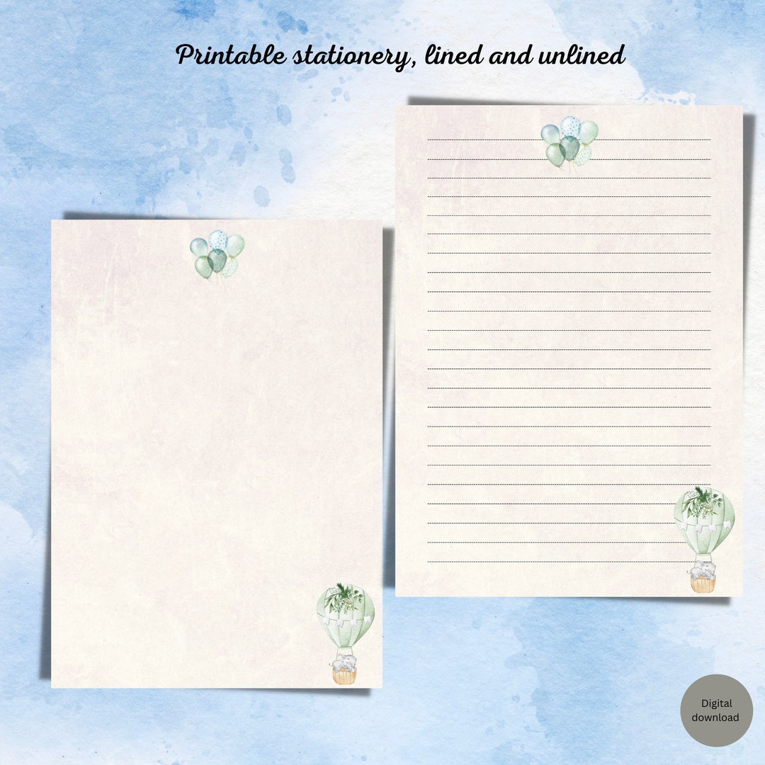 Baby Balloon Stationery Printable Stationery A4 A5 US - Etsy