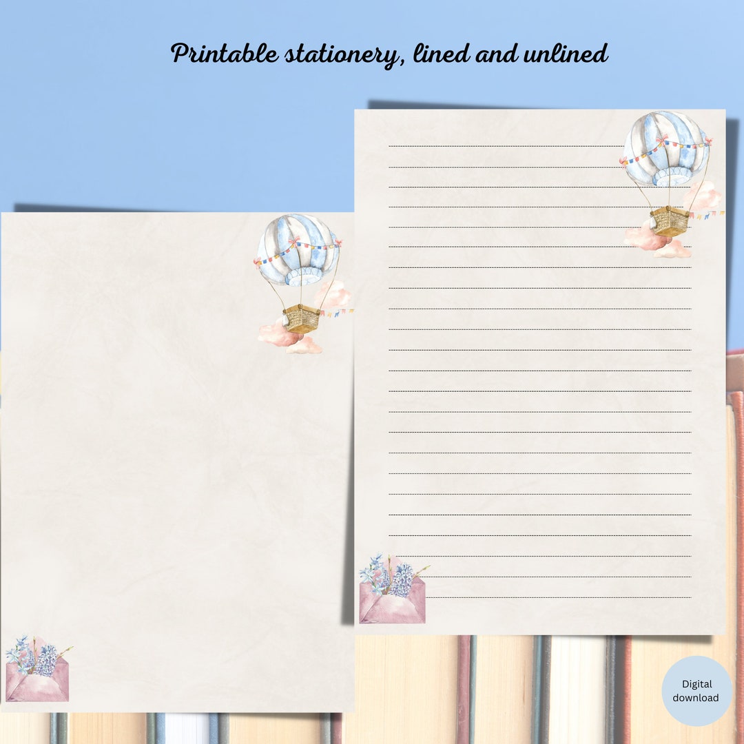 Baby Balloon Stationery Printable Stationery A4 A5 US - Etsy