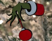 Grinch Arm Ornament, personalizable Christmas grinch