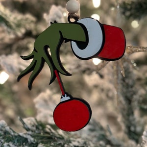Grinch Armschmuck, personalisierbare Weihnachtskugel