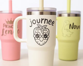 Personalized Kids Tumbler with Straw: Engraved Stainless Steel Sippy Cup