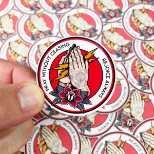 Christian Tattoo Art Sticker  | Pray Without Ceasing | Laptop Vinyl | Hydroflask Sticker | Waterproof Water Bottle Sticker |