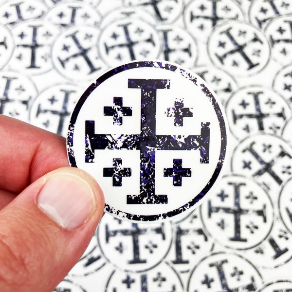 Jerusalem Cross Waterproof Vinyl Sticker | Crusader's Cross | Laptop Sticker | Hydroflask Sticker | Water Bottle Sticker |