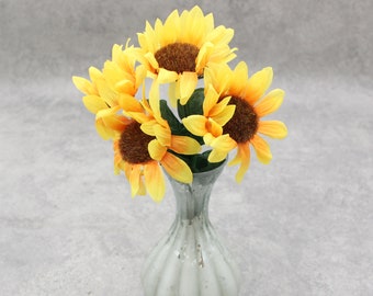 Lifelike Artificial Fake Sunflower Flowers - 1 Stem with 5 Buds Each - Perfect for Flower Arrangements & Table Decor - Faux Sunflower Flower