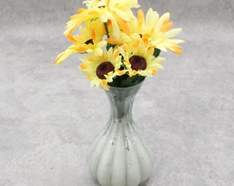 Artificial Faux Single Yellow Gerbera Flower Stem - Perfect for Weddings & Event Floral Décor - 1 Stem With 5 Buds - Faux Yellow Gerbera