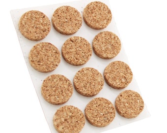 13mm ( 1/2" ) Round Self Adhesive Cork Pads ( 12 pads per sheet ) Ideal For Furniture And Also For Table & Chair Legs