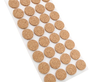 19mm ( 3/4" ) Round Self Adhesive Cork Pads ( 32 pads per sheet ) Ideal For Furniture And Also For Table & Chair Legs