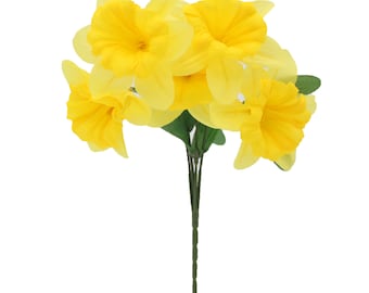 Flores artificiales de narciso realistas, 1 tallo con 5 capullos cada uno, perfecto para arreglos florales y decoración de mesa. Flor de narciso artificial