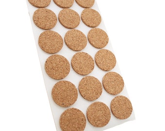 28mm ( 1.10" ) Round Self Adhesive Cork Pads ( 18 pads per sheet ) Ideal For Furniture And Also For Table & Chair Legs