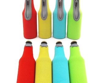 4 Pack - Insulated Neoprene Bottle Zip-up Sleeve Covers Drink Coolies Coolers for Beer Alcopops - by Lifeswonderful