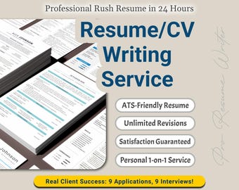 Professional Resume Writing Service: ATS-Friendly Resume, 24-Hour Rush, Expert CV Writer, Minimalist Modern Layout