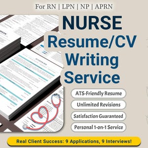 Professional Nurse Resume Writing Service | Tailored ATS-Friendly CV & Cover Letter for RNs, LPNs, NPs | Healthcare and Nursing Roles