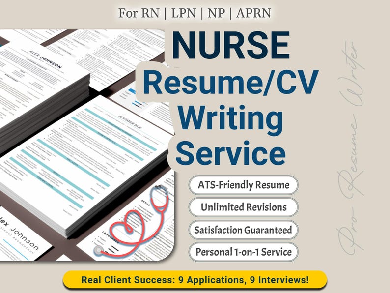 Professional Nurse Resume Writing Service | Tailored ATS-Friendly CV & Cover Letter for RNs, LPNs, NPs | Healthcare and Nursing Roles image 1