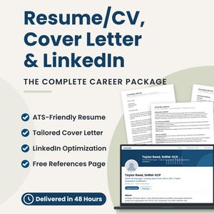 Expert Resume & Cover Letter Writing + LinkedIn Optimization Service: ATS-Friendly Writing, CV Writer, 48-Hour Rush