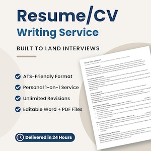 Professionell CV-skrivningstjänst: ATS-vänligt CV, 24-timmarsrusning, expert CV-skribent, minimalistisk modern layout