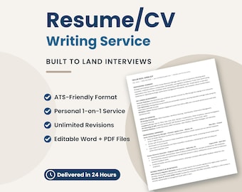 Professional Resume Writing Service: ATS-Friendly Resume, 24-Hour Rush, Expert CV Writer, Minimalist Modern Layout