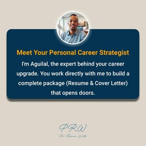 May include: A promotional graphic with the text "Meet Your Personal Career Strategist." It features a headshot of a man and text about career upgrades, resume and cover letter services.