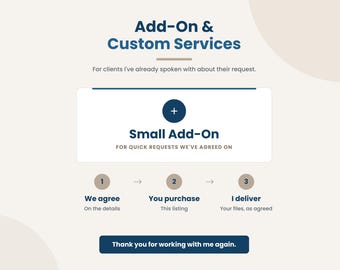 Add-on en aangepaste services: neem contact met mij op voordat je deze listing koopt