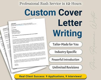 Professional Cover Letter Writing Service: Tailor-Made, Industry-Specific & ATS-Optimized, 24-Hour Rush, Expert Writer