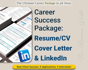 Expert Resume & Cover Letter Writing + LinkedIn Optimization Service: ATS-Friendly Writing, CV Writer, 48-Hour Rush