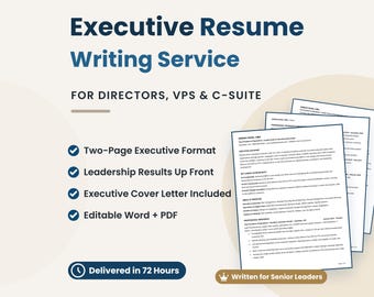 Schrijfservice voor executive cv's voor directeuren, vicepresidenten en C-suite managers (2 pagina's).