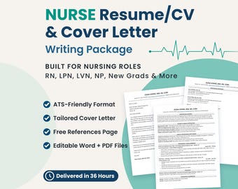Professional Nurse Resume Writing Service | Tailored ATS-Friendly CV & Cover Letter for RNs, LPNs, NPs | Healthcare and Nursing Roles