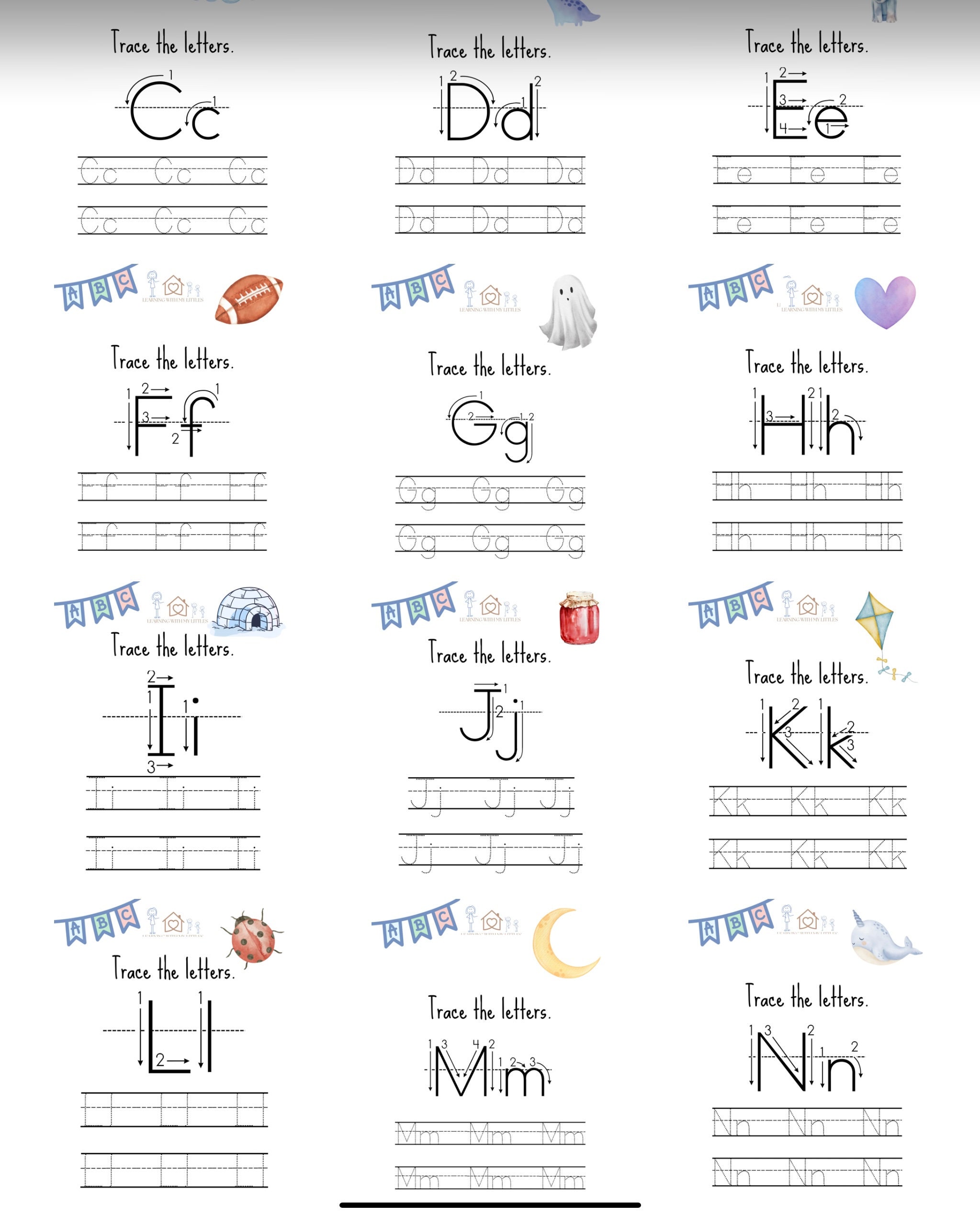 Alphabet Tracing Pages - Etsy