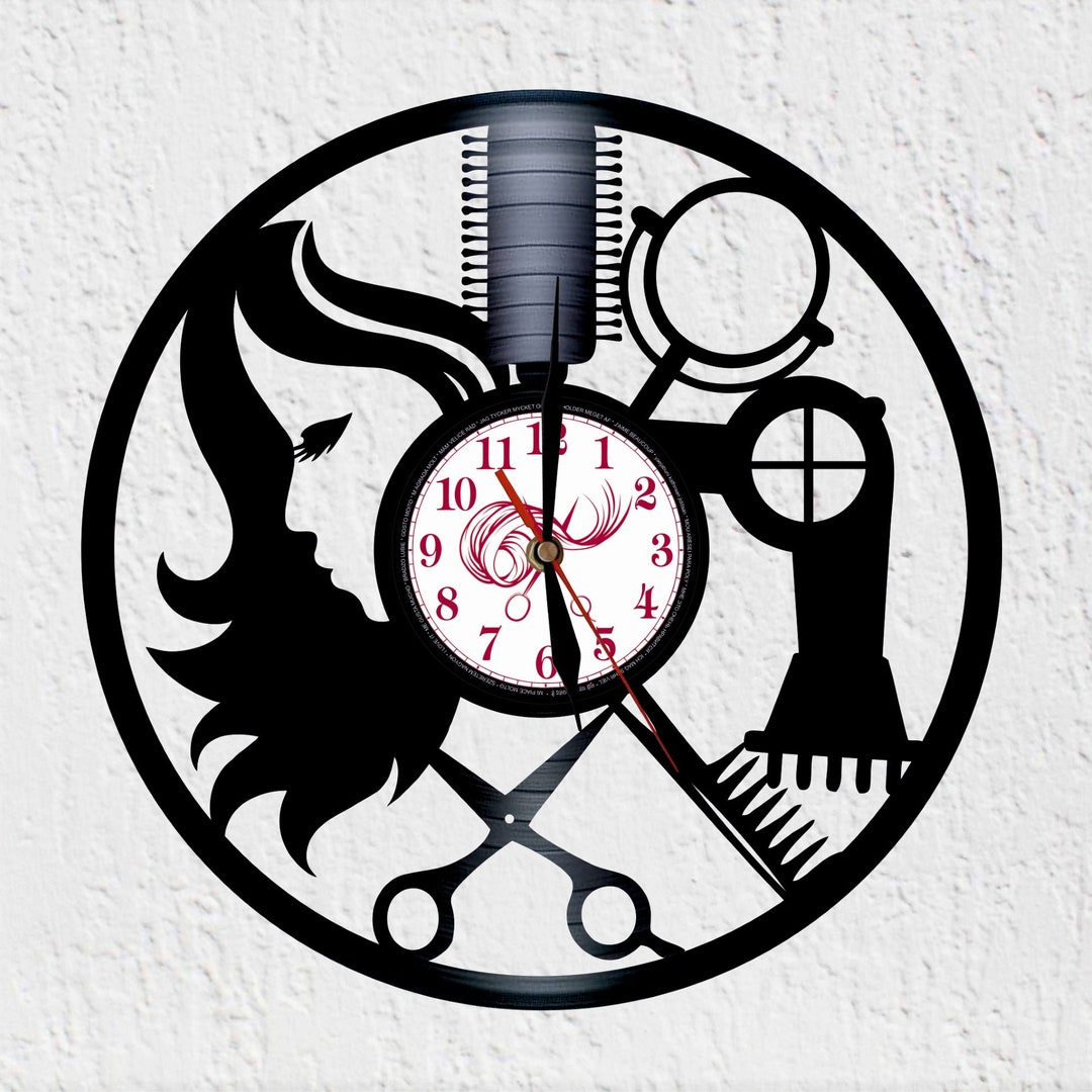 Large Size Wall Clock Hair Salon Beauty Salon Vinyl Record Etsy