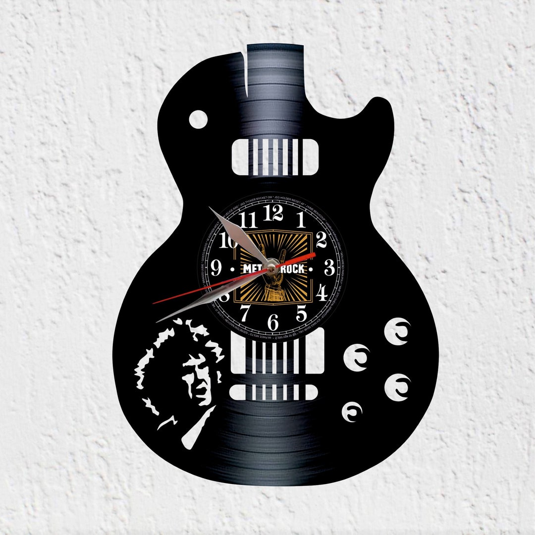 Large Size Wall Clock Electric Guitar Shape Blues Rock Hard Etsy