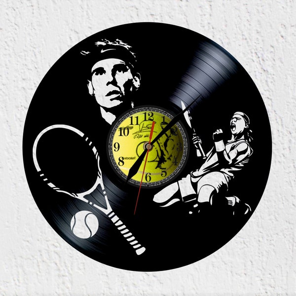 Horloge murale de grande taille, joueur de Tennis légendaire, Champion du monde, horloge pour disque vinyle LP 12 pouces