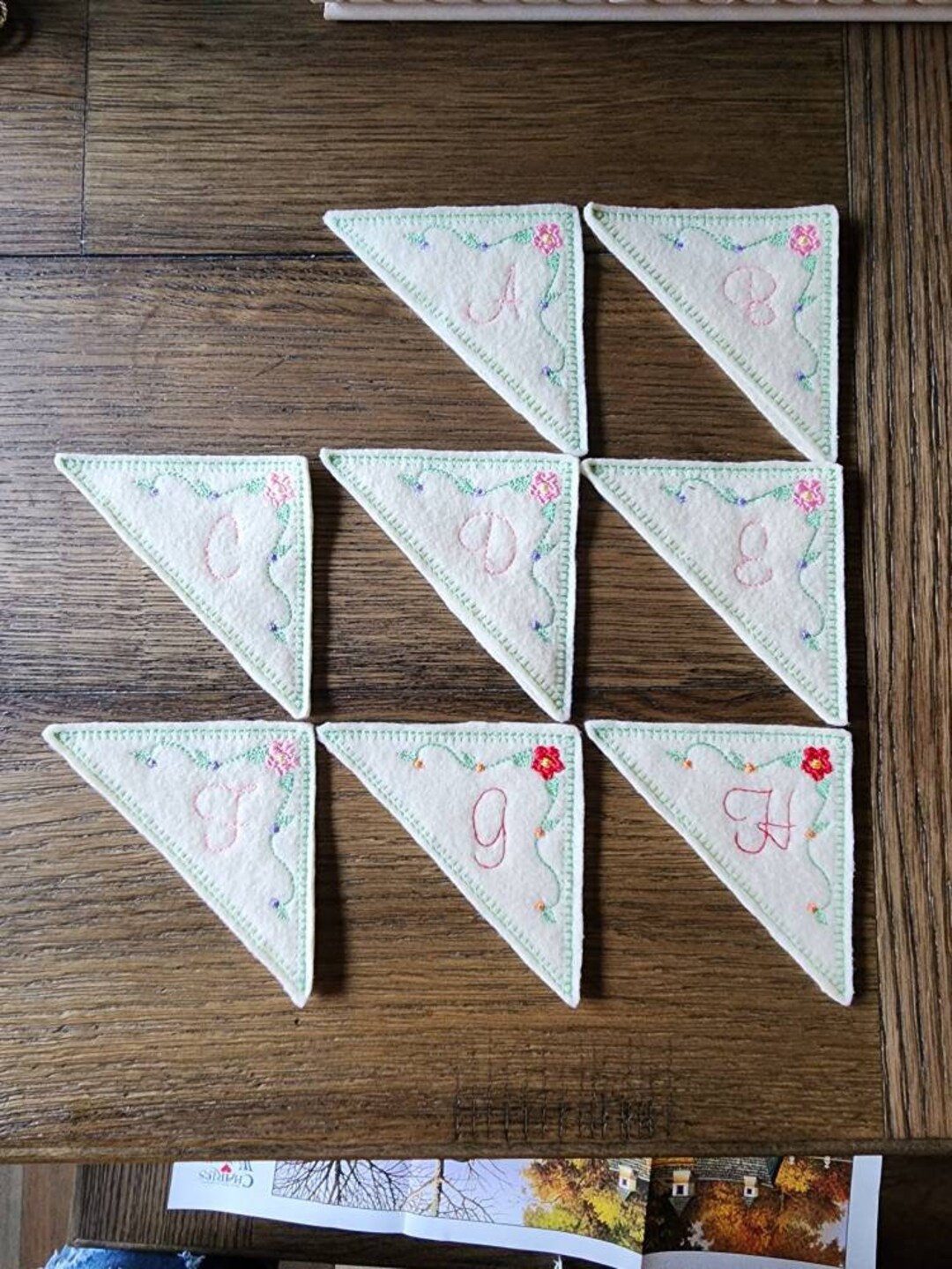 Floral Corner Bookmark Machine Embroidery Design All Letters Incuded