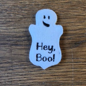 Hey Boo ghost finger puppet machine embroidery design, ITH finger puppet file, digital design,Halloween, scary,  seasonal