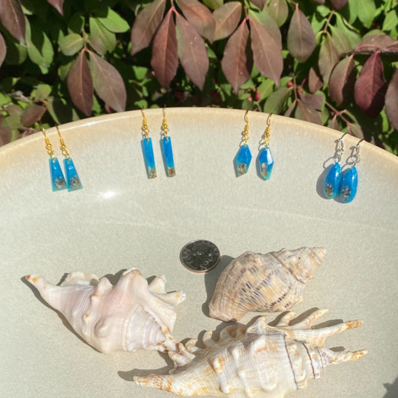 Blue and Green Resin Drop Earrings main image 1